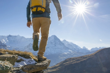 Man hiking alps