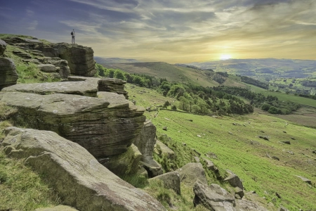 stanage edge hiker peak district
